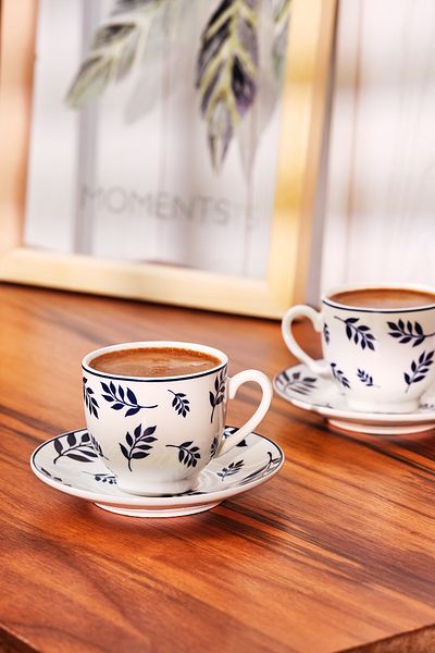 Emsan Adore New Bone 2-Person Coffee Cup Set 90 ml Dark Blue