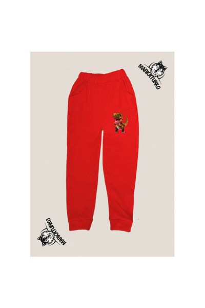 MarkaTurko DINO printed unisex Custom Design Cotton red children's tracksuit 400-2k