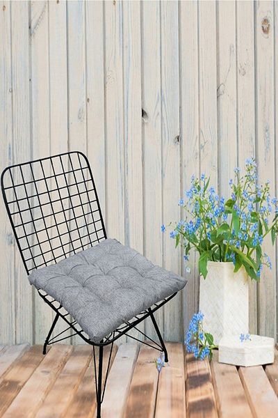 Çınar Reklam & Dış Ticaret Gray Chair Cushion With Lace 40*40 Cm