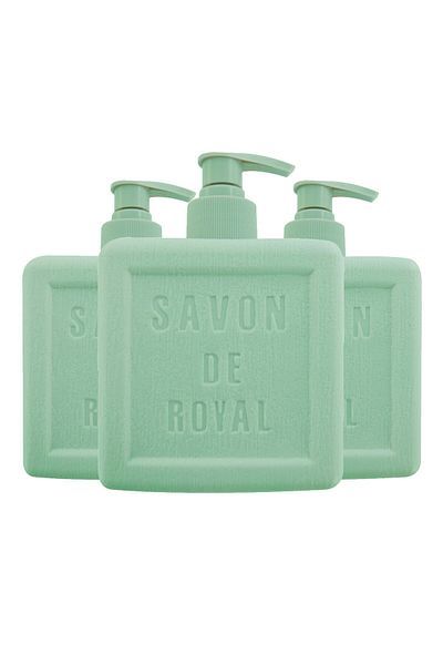 Savon De Royal صابون سائل نباتي فاخر مرطب من بروفانس باللون الأخضر 3 × 500 مل