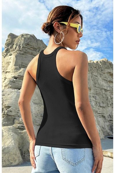Actiwear Ribbed Flexible Halter Neck Women's Knitted Tank Top