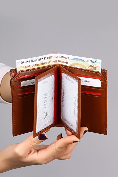 Polo Air Checkerboard Patterned Men's Wallet and Card Holder Tan