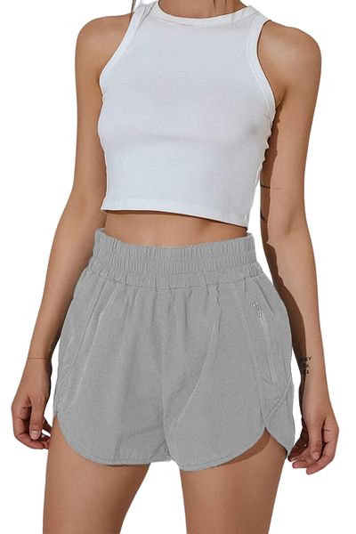 GHASSY CO. Women's High Waist Pocket Running Fitness Workout Boxer Tights Shorts