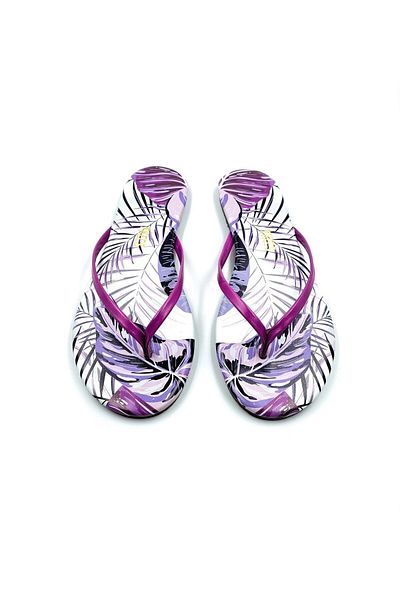 Tkees Classic Women's Floral Patterned Purple Flip Flops
