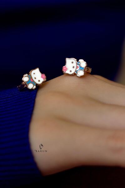 BY BARUN SİLVER Kız Çocuğu Küpesi 925 Ayar Mineli Rose Pembe Klipsli Gümüş Küpe