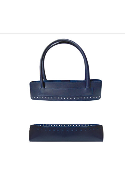 Lady Moss مجموعة حقيبة محبوكة باللون الأزرق الداكن من الأسفل إلى الأعلى