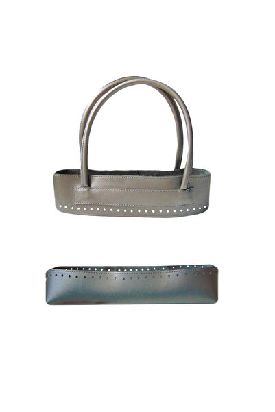 Lady Moss مجموعة حقيبة محبوكة باللون الرمادي من الأسفل إلى الأعلى