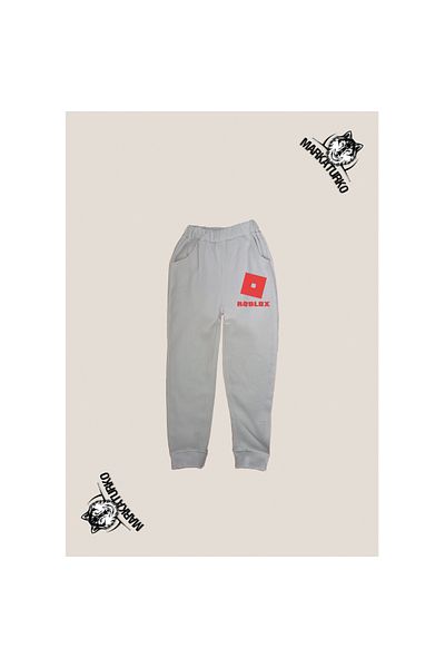MarkaTurko ROBLOX εμπριμέ unisex Προσαρμοσμένο Σχέδιο Βαμβακερή γκρι παιδική φόρμα 306-187G