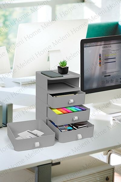 AHİR TİCARET Desktop Organizer Drawer - Makeup Jewelry Accessory Organizer Storage Box (Quadruple)