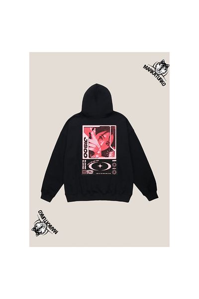 MarkaTurko BLACK PINK custom design back printed Black Hooded unisex Sweatshirt 105-10