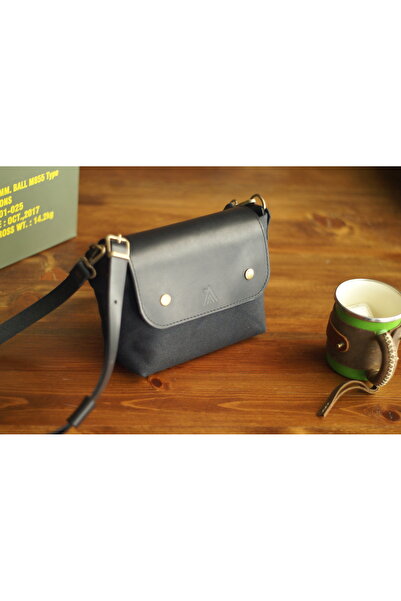 Craftelier Mini Tote Mumlu Kanvas & Deri Casual Çanta-Siyah