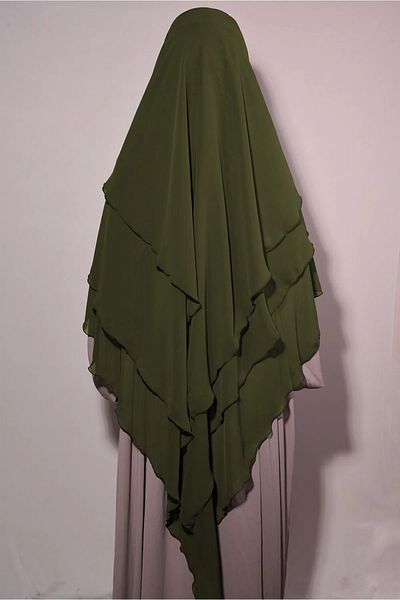 Luna Nueva Έτοιμο δέσιμο τριών στρώσεων σιφόν Hajj Umrah Shawl Sufle Khimar Hijab