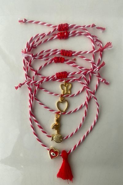 Shepidi 5-Piece Heart Butterfly Stork Fish Tassel Figure Martenticha Lucky Bracelet