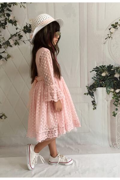 Delfini kids Somon Kız Çoçuk Şapkalı Prenses Model Elbisesi