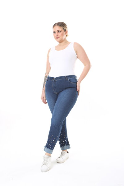 EYLÜLXXL Pantaloni de damă cu talie înaltă cu imprimeu ondulat