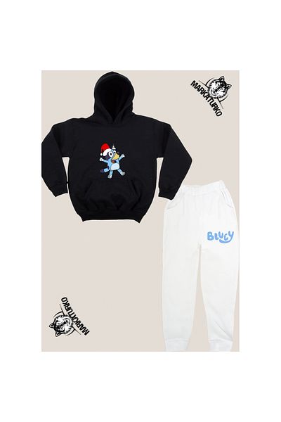 MarkaTurko BLUEY CHRISTMAS εμπριμέ unisex Παιδική φόρμα από βαμβακερή σχεδίαση 888-10