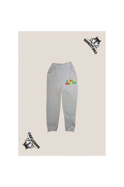 MarkaTurko Mario Printed Unisex Special Design Βαμβακερή Γκρι Παιδική φόρμα 2405-84g