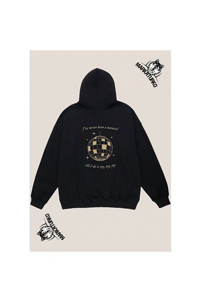 MarkaTurko DISCO POSTER custom design back printed Black Hooded unisex Sweatshirt 105