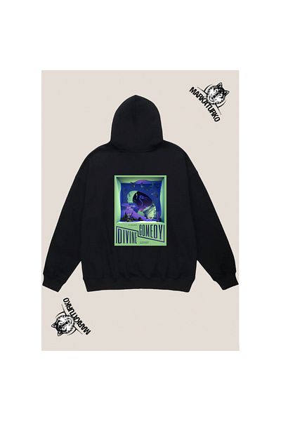 MarkaTurko DIVINE COMEDY custom design back printed Black Hooded unisex Sweatshirt 1105-45