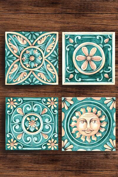 Begoloni Stone Decor طقم قواعد أكواب من الحجر الطبيعي مكون من 4 قطع - قواعد أ...