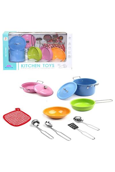 hediyecik Tencere Seti Renkli Metal 12 Parça