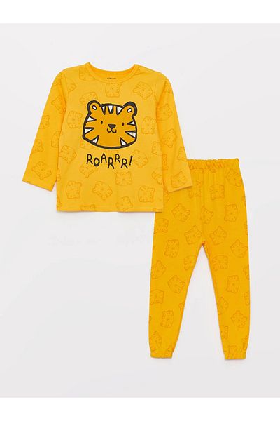 LC Waikiki LCW baby Crew Neck Long Sleeve Patterned Baby Boy Pajama Set