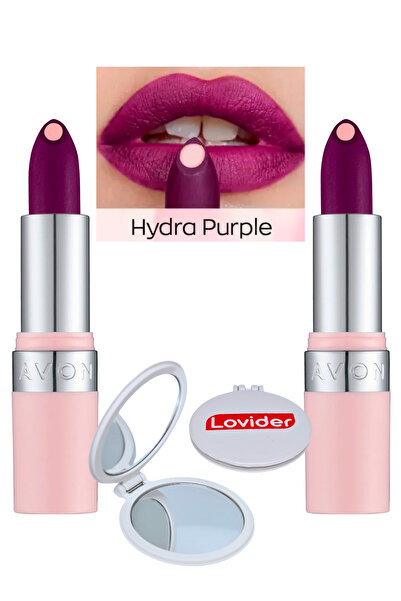 AVON Hydramatic Mat Ruj Purple 2'li + Lovider Cep Aynası Hediye