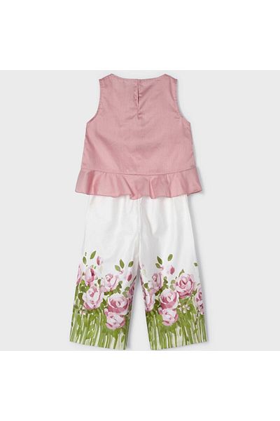 MAYORAL Girl's 2-Piece Viscose Floral Printed Trousers Blouse Set Powder L23y3510