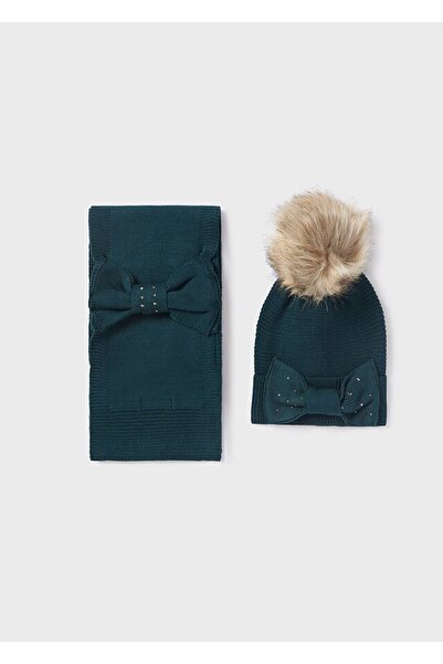 MAYORAL Girl's Fur Pompom and Stoned Scarf Beanie Set 10342
