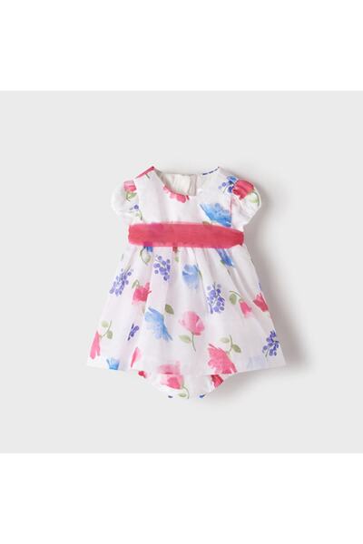 MAYORAL فستان بناتي من الكتان مزين بالزهور 1869