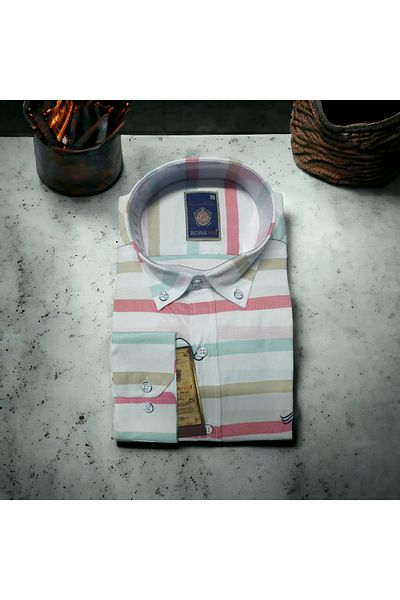 Rowanni ΑΝΔΡΙΚΟ SLIM FIT ΠΟΥΚΑΜΙΣΟ ΜΟΝΤΕΛΟ ΜΕ ΣΧΕΔΙΟ