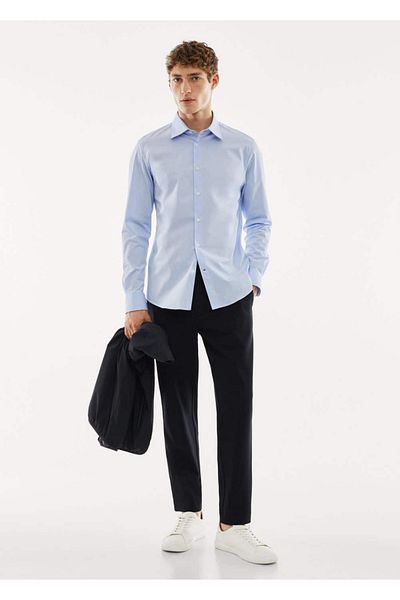 MANGO Man Slim Fit Λεπτό Ριγέ πουκάμισο