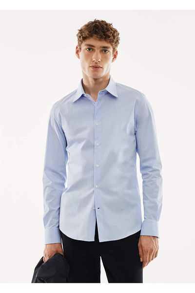 MANGO Man Slim Fit Λεπτό Ριγέ πουκάμισο