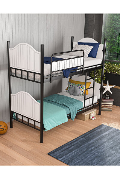 Limni Home Pirimis Genç Odası Metal Ahşaplı Ranza Ve Karyola, 90x190 Cm