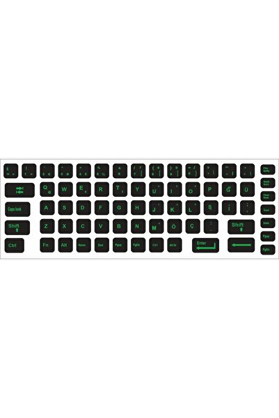 Ary Klavye Sticker, Türkçe Q Klavye Etiketi Laptop Pc Sticker Yeşil