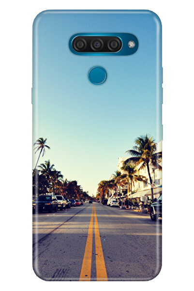 LG Q60 Uyumlu Kılıf Desenli Baskılı Silikon Miami Sunset
