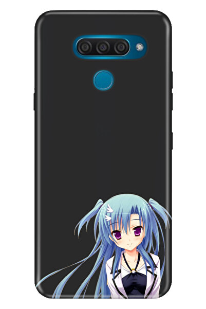 LG Q60 Uyumlu Kılıf Desenli Baskılı Silikon Mavi Anime Kız