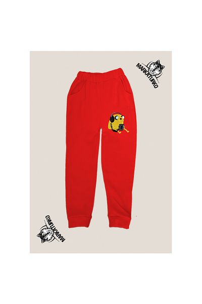 MarkaTurko Adventure Printed Unisex Special Design Cotton Red Children's Tracksuit 105-1k