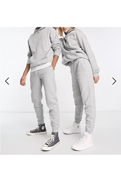 FİTGO Γκρι φούτερ παντελόνια Unisex Fit Cut, Πακέτο 2 τεμαχίων