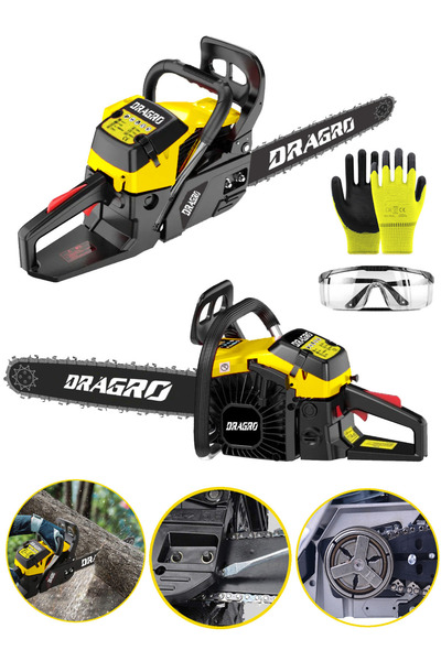 Dragro 63cc Çelik Şanzuman Benzinli Testere Ağaç Odun Dal Kesme Makinesi 50 C...