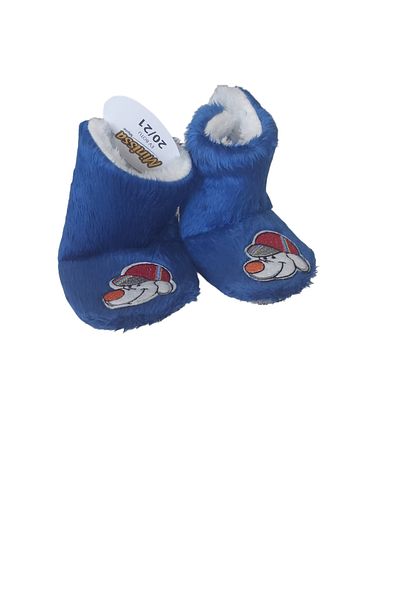 AY ONLİNE Baby Boy Child Blue Dog Emoji Embroidered Slippers Home Boots First Step