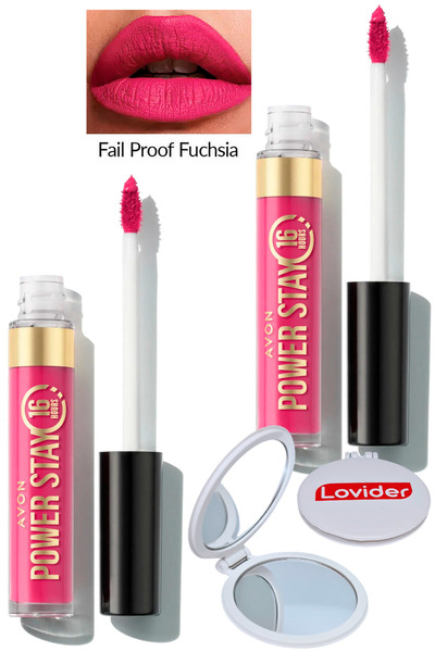 AVON Power Stay Likit Mat Ruj - Fail Proof Fuchsia 2'li + Lovider Cep Aynası ...