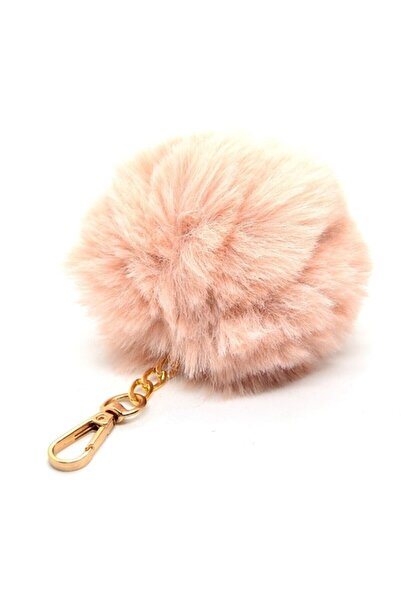 Bellinzona Kopya - Peluş Tüylü Şirin Anahtarlık Çanta Aksesuarı Somon