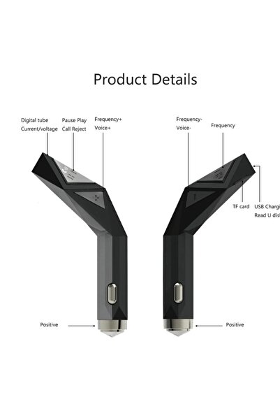 ARDSU FM Verici Modülatör Müzik Çalar Daestk TF Kart Udisk Kablosuz Bluetooth Araç Kiti USB Araba Şarjı