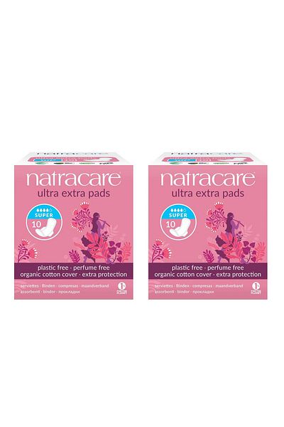 Natracare Ultra Extra Wing Pad Super (10 Pieces) - Set of 2 - 20 Pieces Ultra Extra Super Pad
