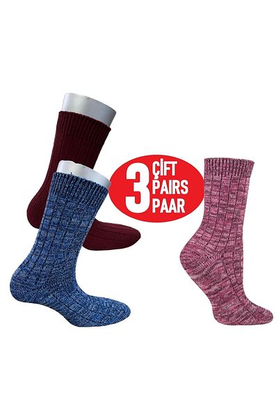 Happy Body Organic Women's Set of 3 Socket Thick Ribbed Cotton Boot Socks