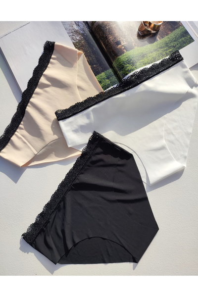BENİMOLMALI Lace Panties, Laser Panties, Non-Marking Panties, Pack of 3