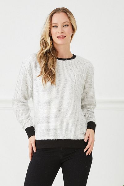DHDmoda Crew Neck Feather Sweater