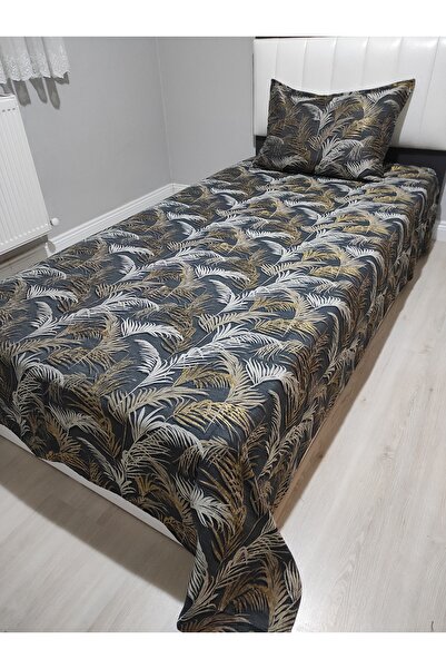 Evcimenhome Tek Kişilik Yatak Örtüsü Seti Pamuklu 1 Adet Yastık Kılıflı 160x230 Palmiye