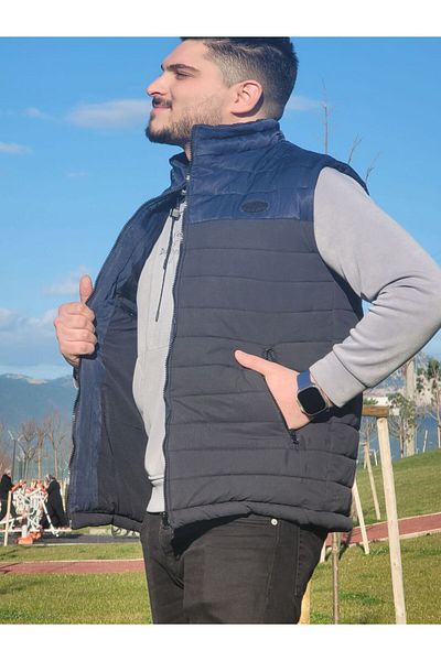 azizi Men's Black Normal Standard Fit Sleeveless Puffer Vest